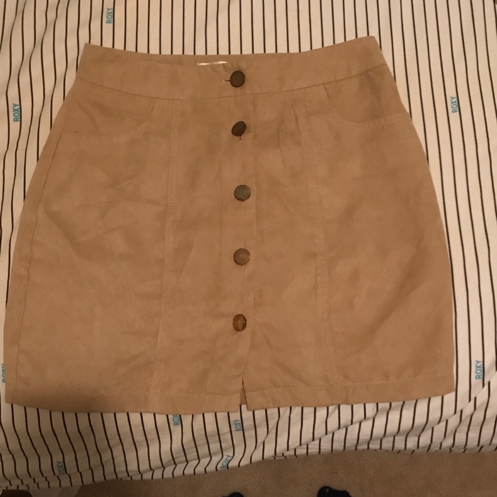 button down suede skirt